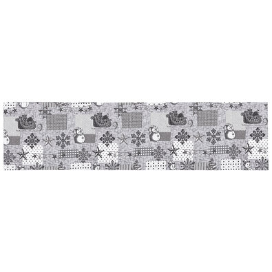 Bieżnik świąteczny Patchwork szary, 33 x 130 cm