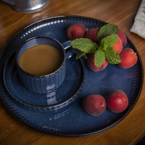 Altom Kubek porcelanowy Reactive Stripes niebieski, 220 ml