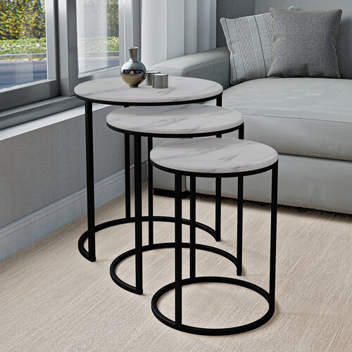 Măsuță Lisa Marble, 3 bucăți