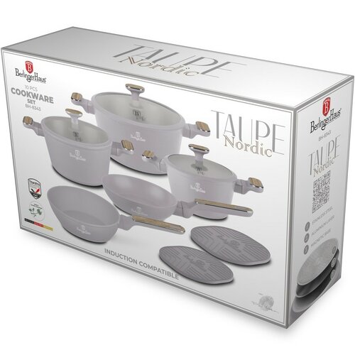 BerlingerHaus Set de vase cu suprafață din titan Taupe Nordic, 10 piese