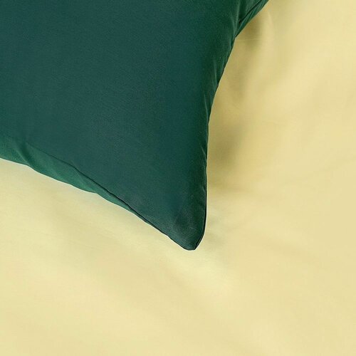 Lenjerie de pat din satin Kvalitex Luxury Collection, verde/crem, 140 x 200 cm, 70 x 90 cm