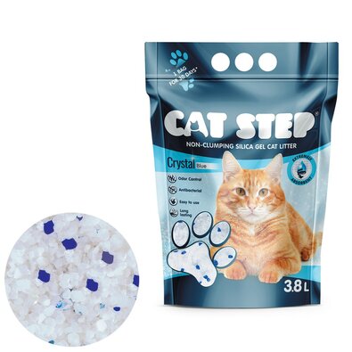 Cat Step Nisip silicagel pentru pisici CrystalBlue 3,34 kg, 7,6 l