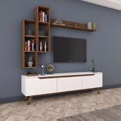 Televizní stěna Mia Walnut and White