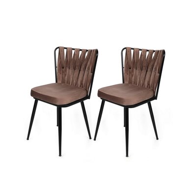 Set de scaune de sufragerie Kusakli Light Brownand Black, 2 buc.