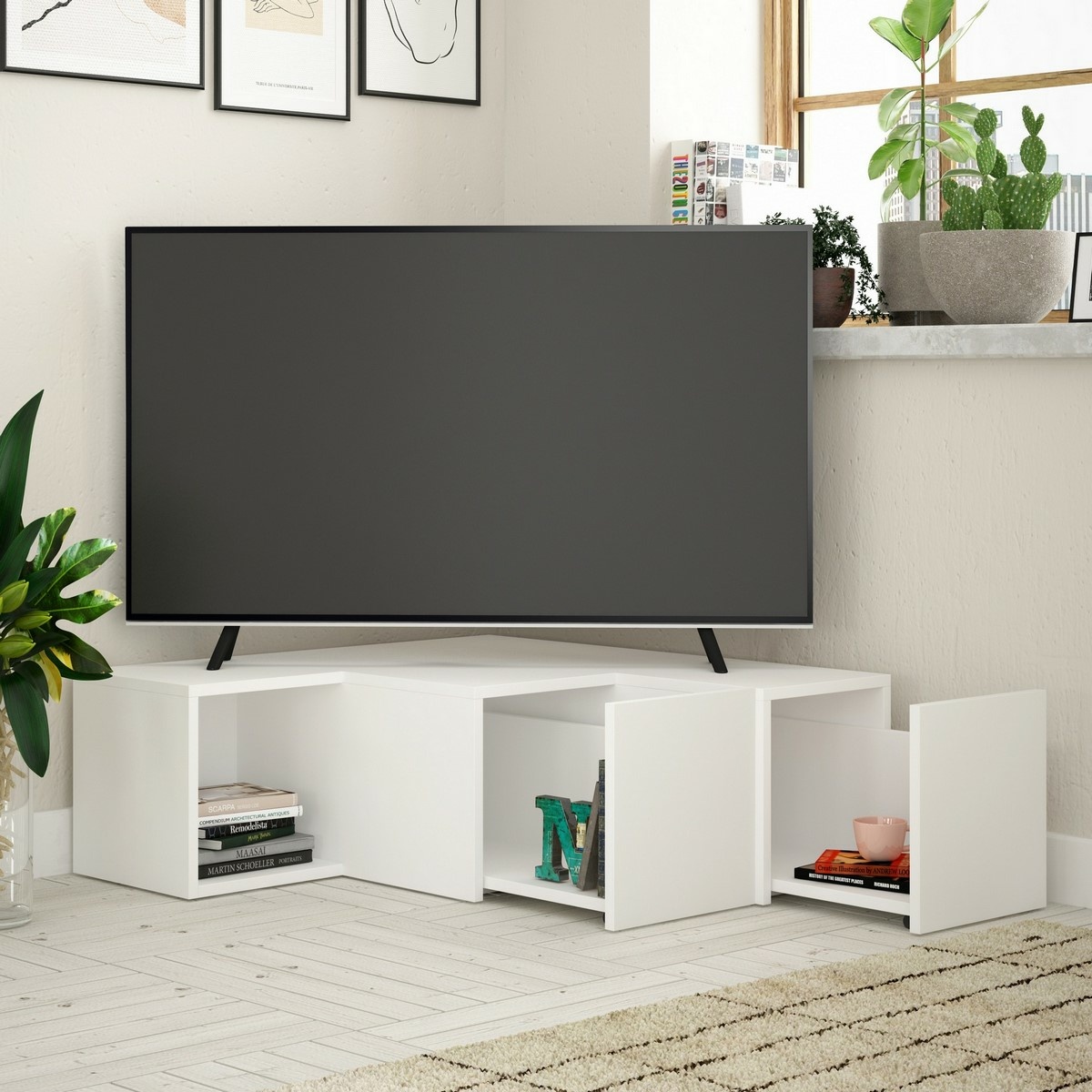 Televízny stolík Compact White