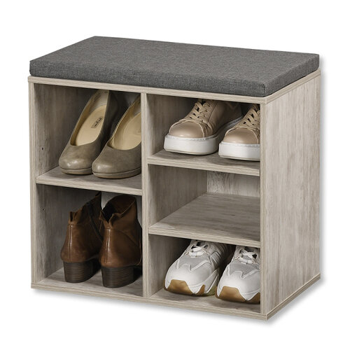 Kesper 15911 Schuhschrank mit Sitzpolster, Grau-Weiß, 51,5 x 48 x 29,5 cm