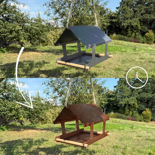 Nido Vtáčie kŕmidlo 30 x 25 x 23 cm, corten CORGARDEN 1039