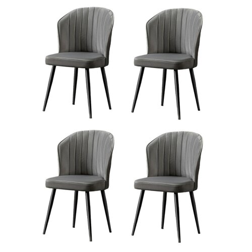 Zestaw krzeseł do jadalni Rubi Grey and Black, 4 szt.