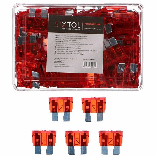 Sixtol Komplet nožnih avtomobilskih varovalkMECHANIC FUSE SET 10A, 100 kos