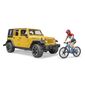 Bruder 2543 Jeep Wrangler Rubicon Unlimited hegyi kerékpárral és kerékpárossal, 3 db-os
