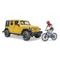 Bruder 2543 Jeep Wrangler Rubicon Unlimited mit Mountainbike und Radfahrer, 3 Stück
