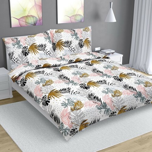 Bellatex Krepp-Bettwäsche Federn bunt , 200 x 220 cm, 2 Stück 70 x 90 cm