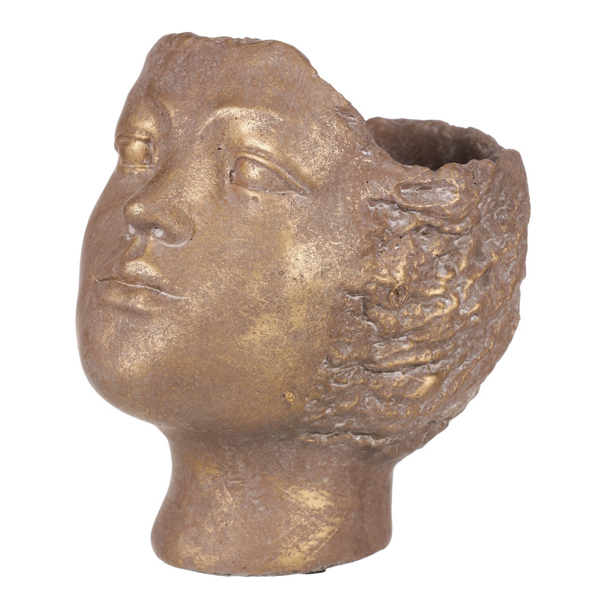 Betoncserép fej, réz, átmérő 14 cm , 18 x 14 x 19cm
