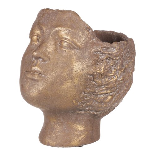 Beton kerti edény, fej, réz, átmérő 14 cm, 18 x 14x 19 cm