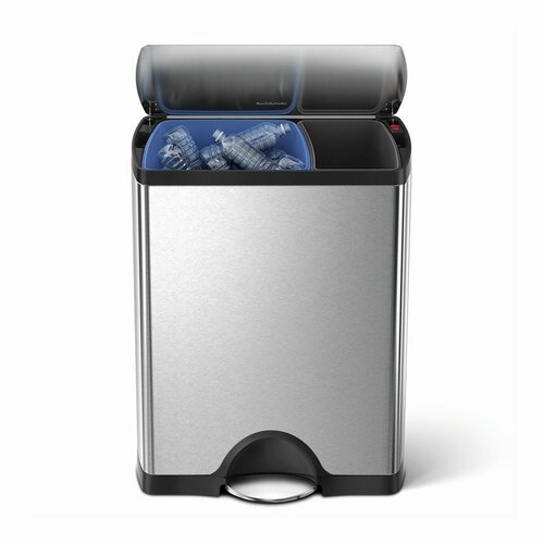 Simplehuman Coș dreptunghiular cu pedală pentrudeșeuri sortate 46 l, oțel