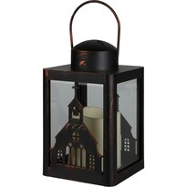 Lampion ze świecą LED Church czarny, 10 x 16 x 10 cm