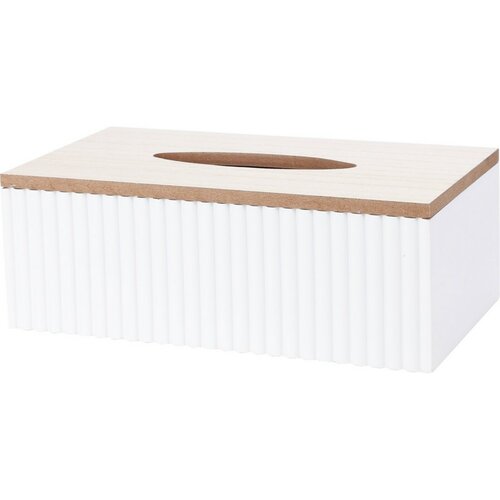 Pudełko na chusteczki higieniczne Stripes biały, 25 x 13,5 x 9 cm