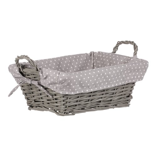 Pletena košara s tkanino siva, 35 x 25 x 13 cm