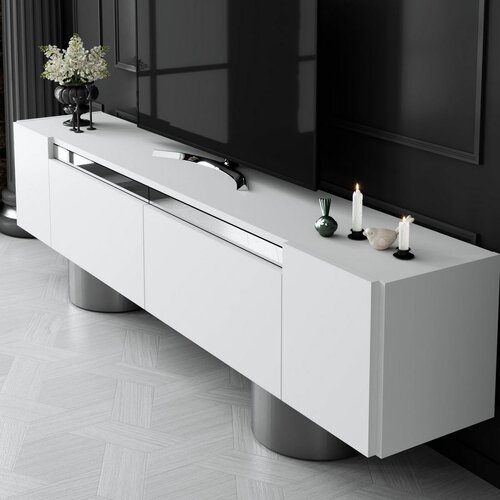 Măsuță TV Bohem White and Silver