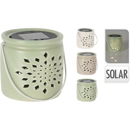 Felinar solar Darena roz, 9,2 x 9 x 11 cm ,porțelan