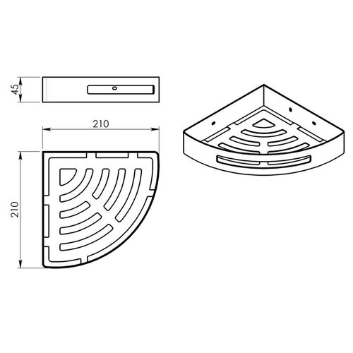 GEDY 247914 Smart sarokpolc zuhanyzóhoz, 21 x 4,5x 21 cm, fekete matt