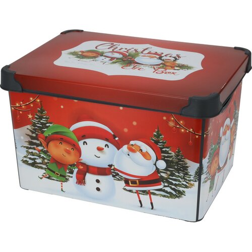 Úložný box s víkem Christmas, 22 l, červená, 40x23x30 cm