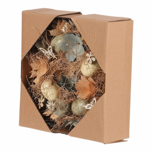 Velikonočni venec z jajčki, cvetovi in metulji,pr. 25 cm