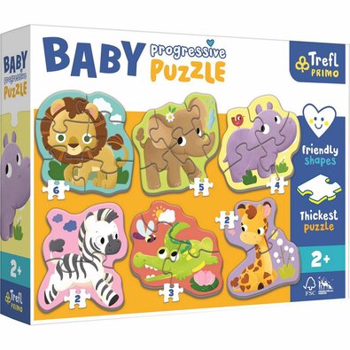 Baby puzzle Trefl Safari, 6în1 (2-6 bucăți)