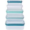 Set doze dreptunghiulare, 5 piese, din plastic, cu capac