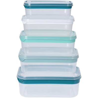 Set doze dreptunghiulare, 5 piese, din plastic, cu capac