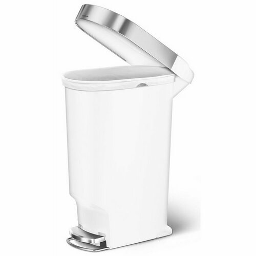 Simplehuman Wąski kosz na śmieci z pedałem 40 l, biały