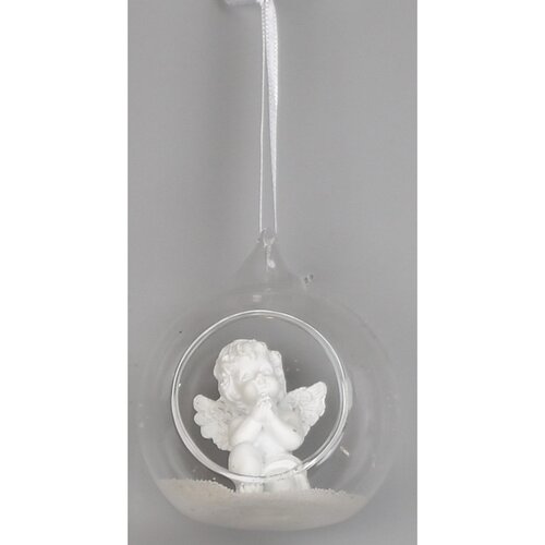 Dekoracja bożonarodzeniowa Kula z aniołkiem, śr. 7 cm