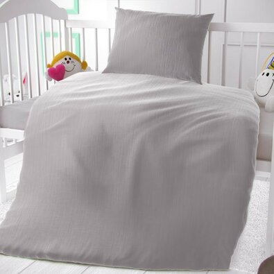 Kvalitex Otroška muslin posteljnina za otroškoposteljico svetlo siva, 90 x 135 cm, 45 x 60 cm