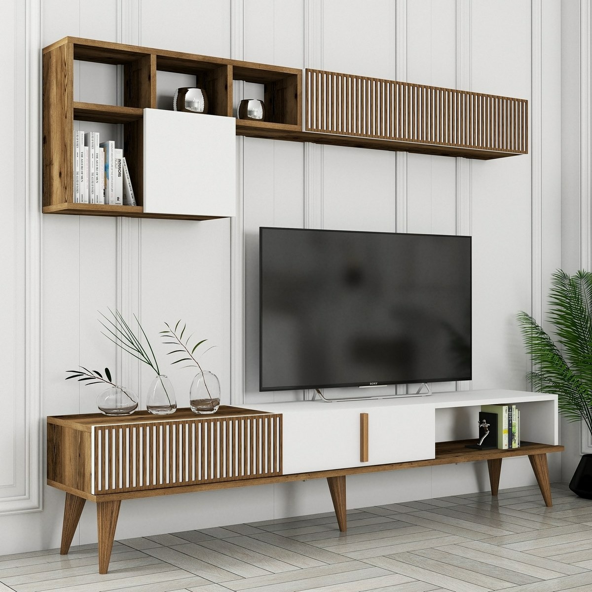 Televízna stena Milen Walnut and White