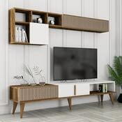 Ściana telewizyjna Milen Walnut and White