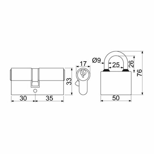 Set für gemeinsamen Verschluss RV.EO.OVAL.SET, 2+1