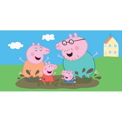 Peppa Pig Badetuch Familie in der Pfütze, 70 x 140 cm