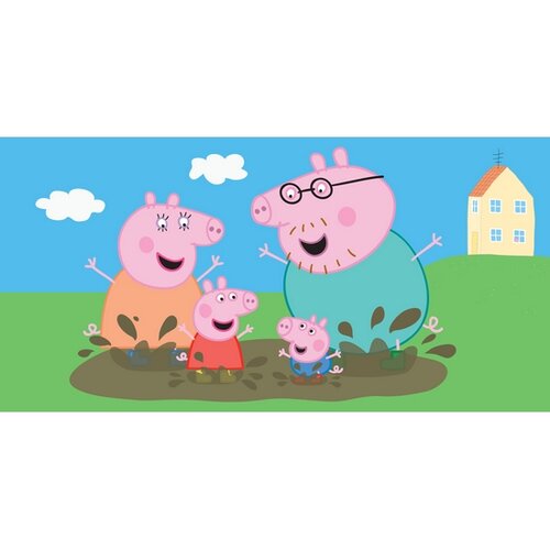 Prosop Purcelușa Peppa Pig Family in a puddle, 70 x 140 cm