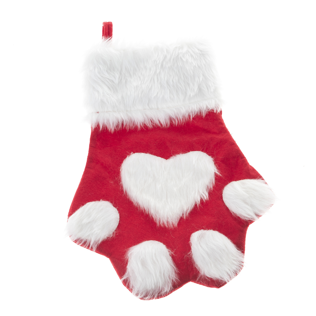 Fotografie Vánoční textilní ponožka Tlapka 40 cm, červená