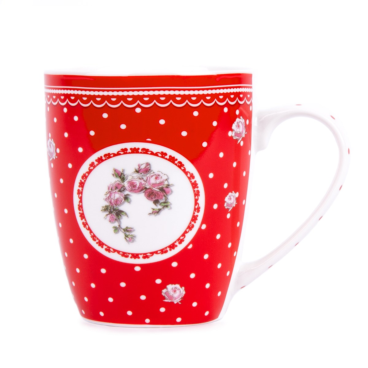 Hrnček Country bodka 340 ml, červená