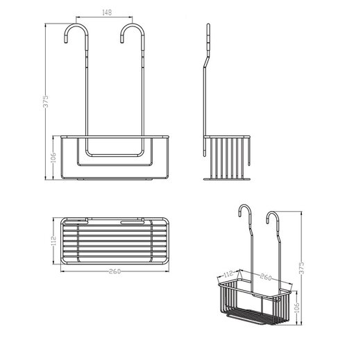 AQUALINE 37006 Chrome line Duschablage, hängend für Mischbatterie, silber