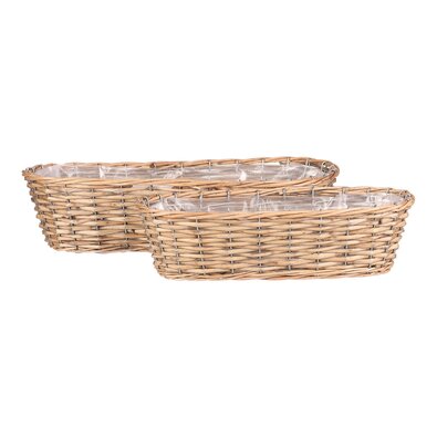 Set de coșuri din răchită pentru jardiniereChevigny, 2 bucăți, maro