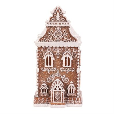Vánoční dekorace Perníková věž, polyresin, LED,hnědá