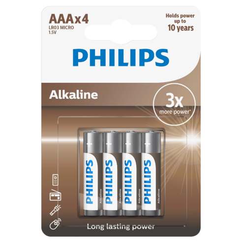 Philips AAA Entry alkáli elemek, 4 db