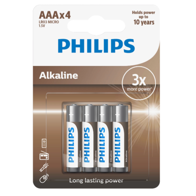Baterii alcaline Philips AAA Entry, 4 buc