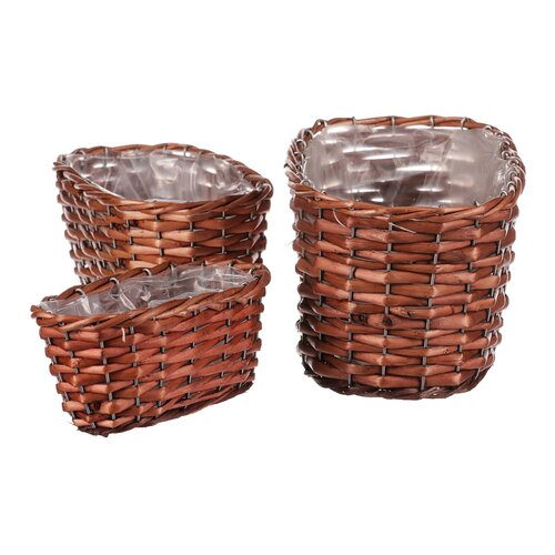 Komplet pletenih cvetličnih korit Garden oval, 3kos, 3 velikosti