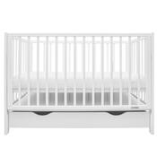 New Baby Detská postieľka Basic so sťahovacou bočnicou a zásuvkou, biela