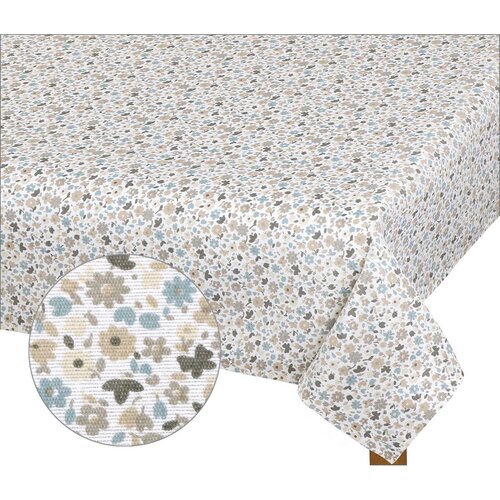 Bellatex Tischtuch EMA Blüten beige-blau, 120 x 140 cm