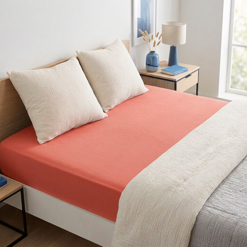 4Home Jersey IDEAL lepedő, korall színű, 200–220 x 200 cm