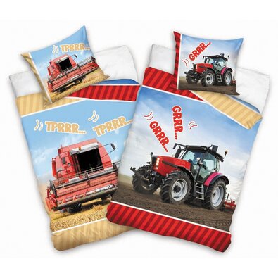 Dziecięca pościel bawełniana Kombajn i Traktor, 140 x 200 cm, 70 x 90 cm